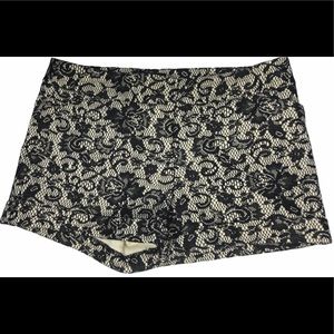 bebe Black and Cream Lace Women Shorts